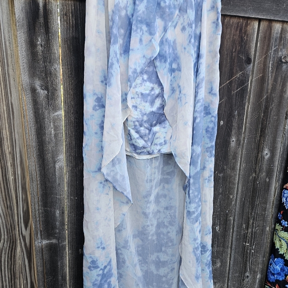 Kimchi Blue Hi Lo Skirt Asymmetrical mini and maxi sheer boho fairy size 6 - Picture 5 of 7